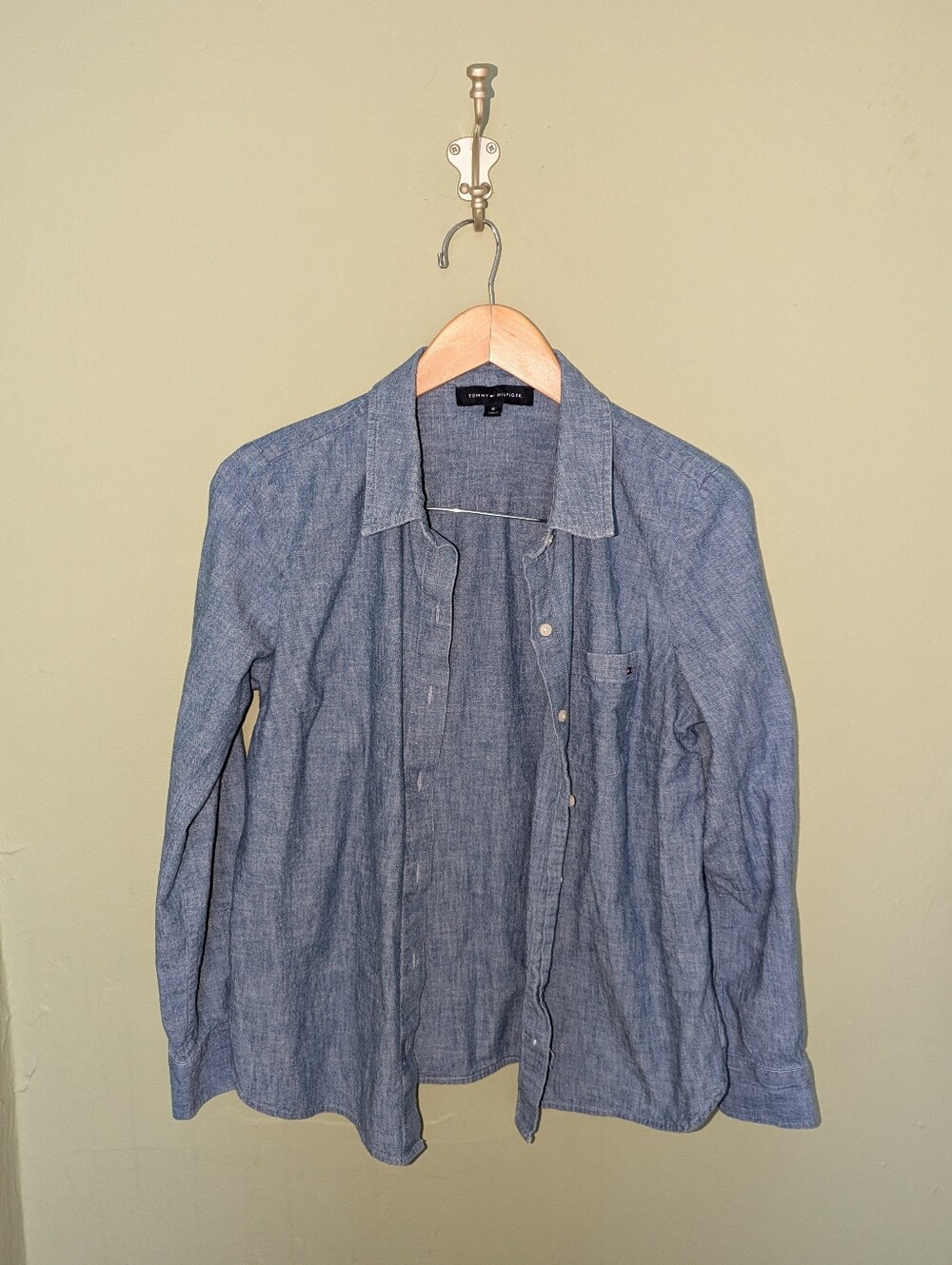 Tommy Hilfiger Denim-Style Light Blue Button-Down Shirt